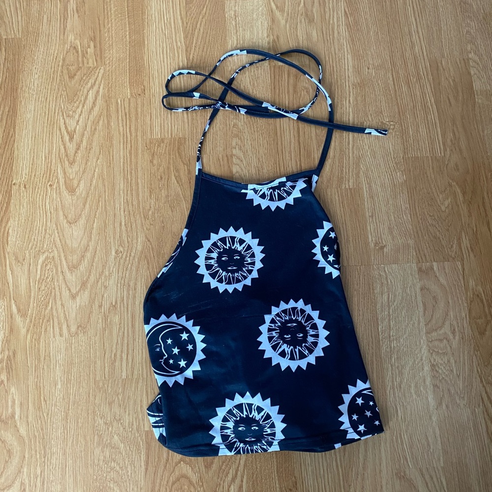 Patterned Cropped Halter Top
